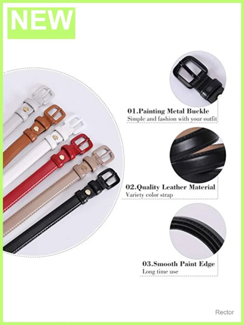 Genuine Leather Skinny Waist Belt Pin Buckle Dress Belt for Women